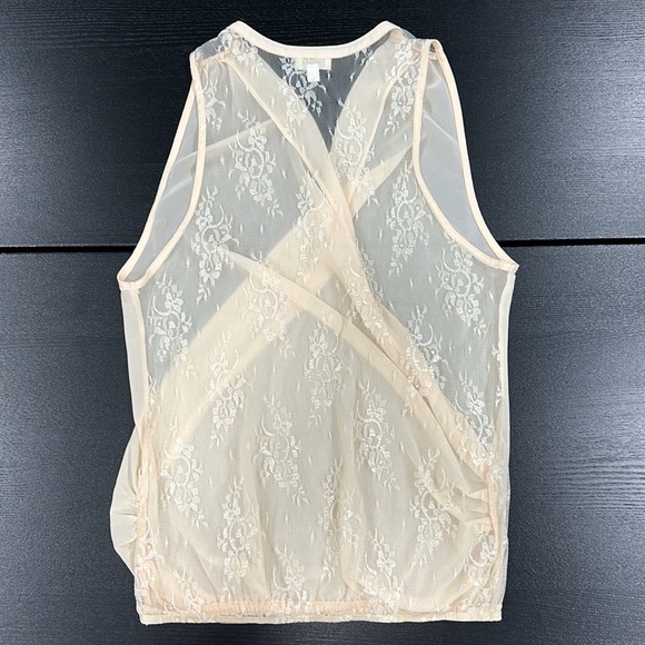 Tobi Sheer Blush Tank Top with Lace Back - S - Picture 6 of 12